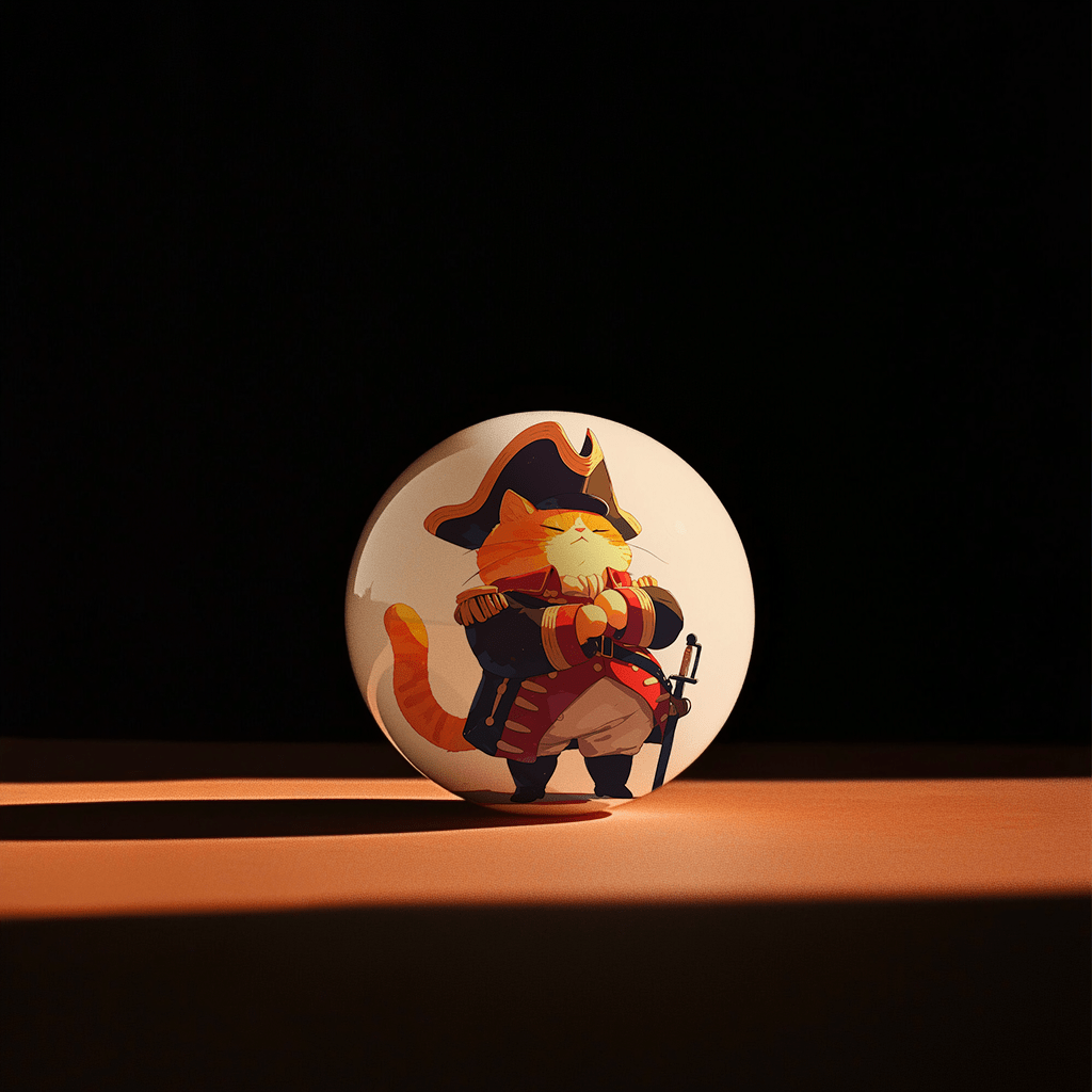 Hands holding a red orb with intricate, patterned artwork depicting a figure with sunglasses.