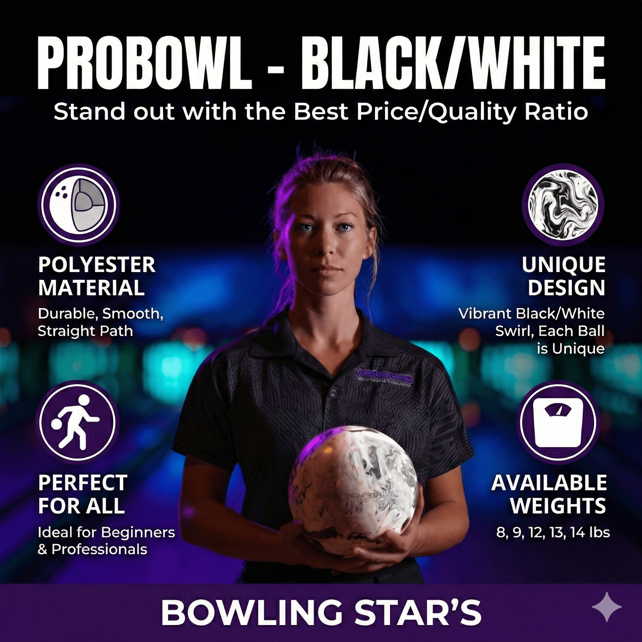 Boule PROBOWL - BLACK/WHITE - Bowling Stars