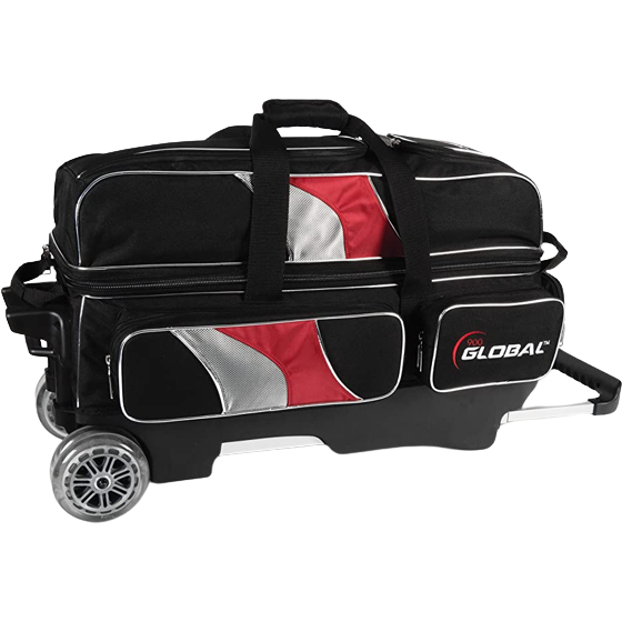 SAC, 900 GLOBAL 3-BALL DELUXE ROLLER BLACK/RED/SILVER - Bowling Star's