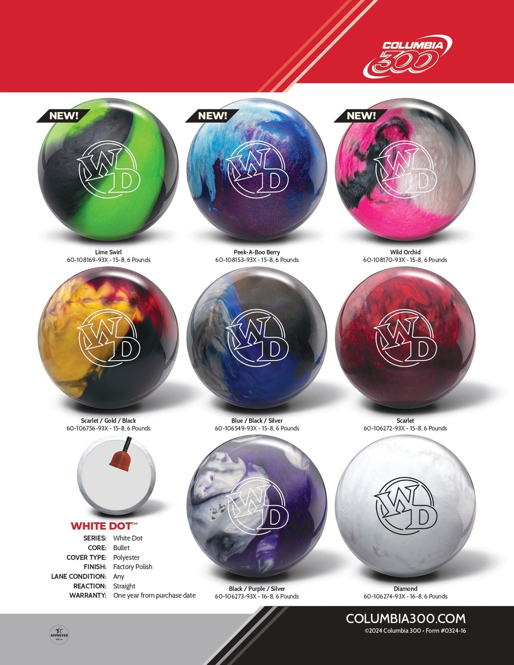 WHITE DOT LIME SWIRL bal - Bowling Stars