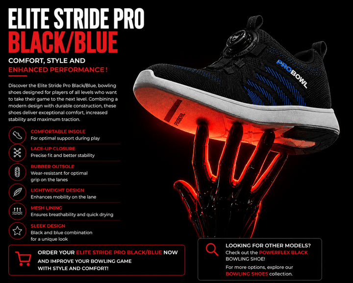 Chaussure de bowling Elite Stride Pro Black/Blue - Bowling Stars
