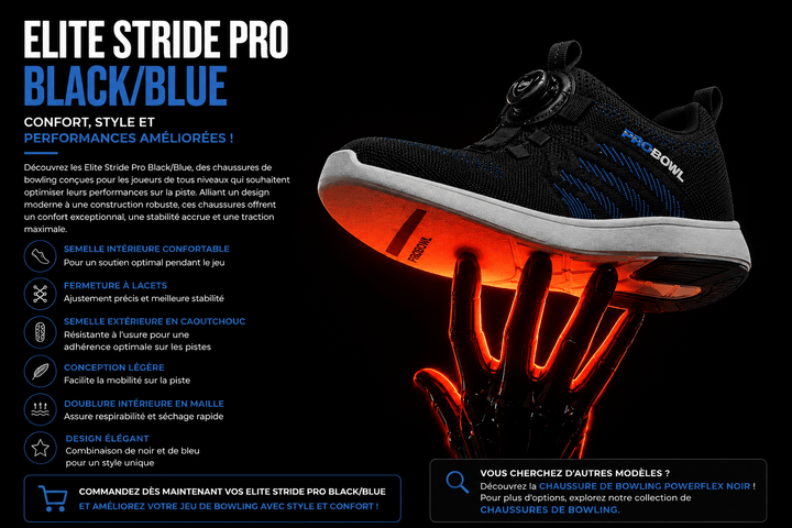 Chaussure de bowling Elite Stride Pro Black/Blue - Bowling Stars