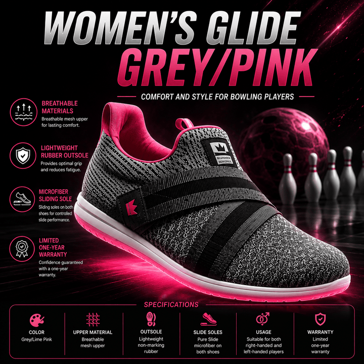 Chaussure de Bowling Women’s Glide Grey/Pink - Bowling Stars