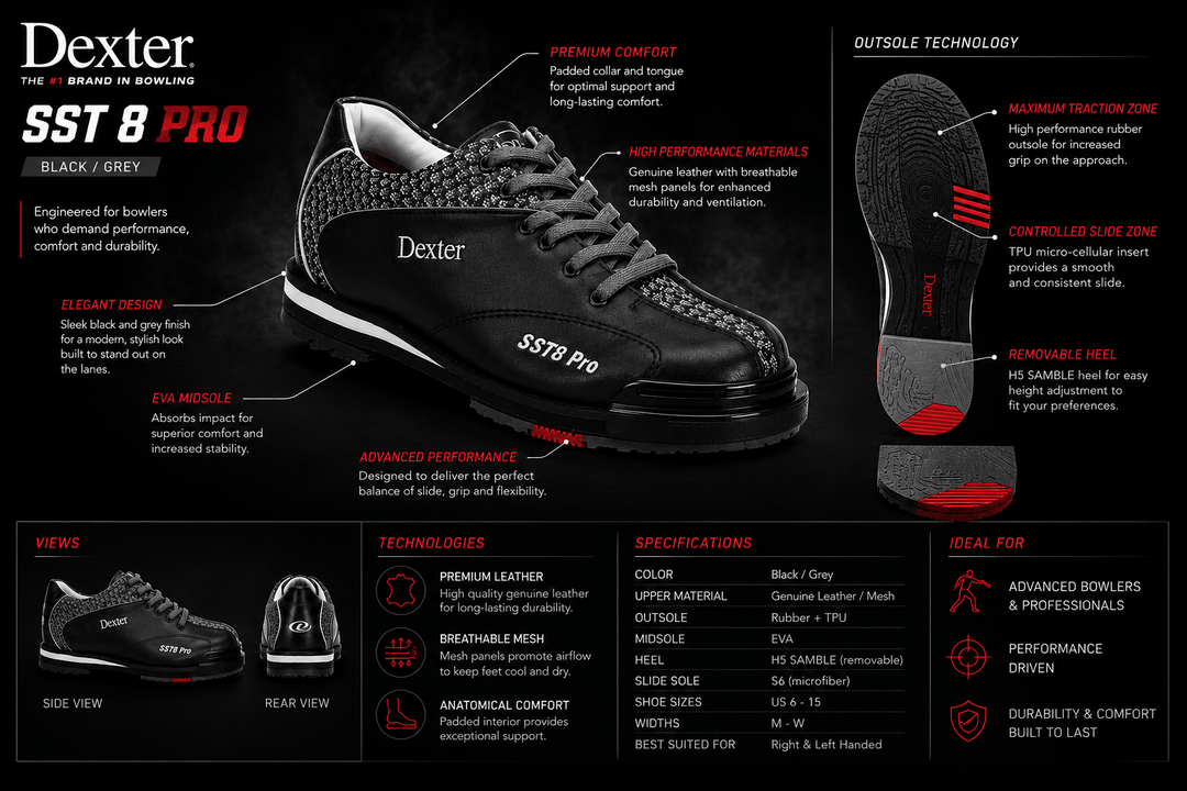 Chaussures de bowling Elite SST 8 Pro Noir/Gris - Bowling Stars