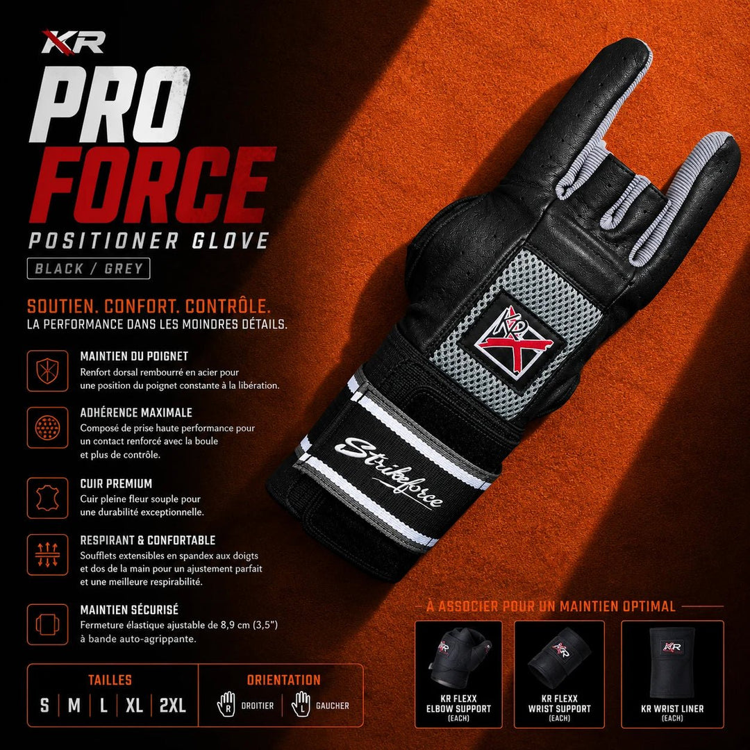 KR PRO FORCE POSITIONER GLOVE - BLACK/GREY (EACH) - Bowling Stars