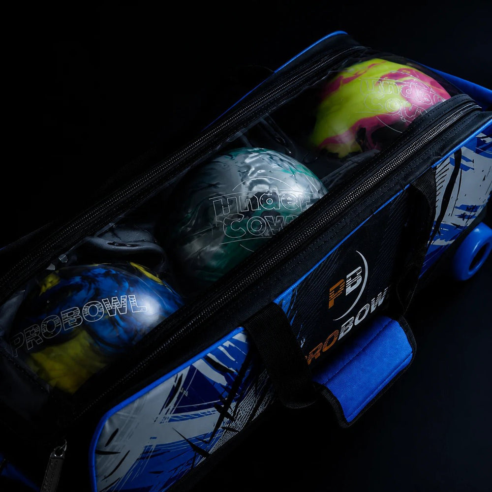 PROBOWL DYE-SUB 3-BALL TOTE BLUE - Bowling Stars
