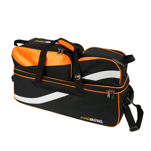 SAC, PROBOWL TRIPLE TOTE DLX W/ SHOE BAG BLACK/ORANGE - Bowling Star's