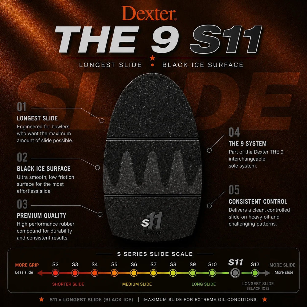 Semelle Dexter The 9 S11 Saw Tooth - Glisse Longue pour Approches Collantes - Bowling Stars