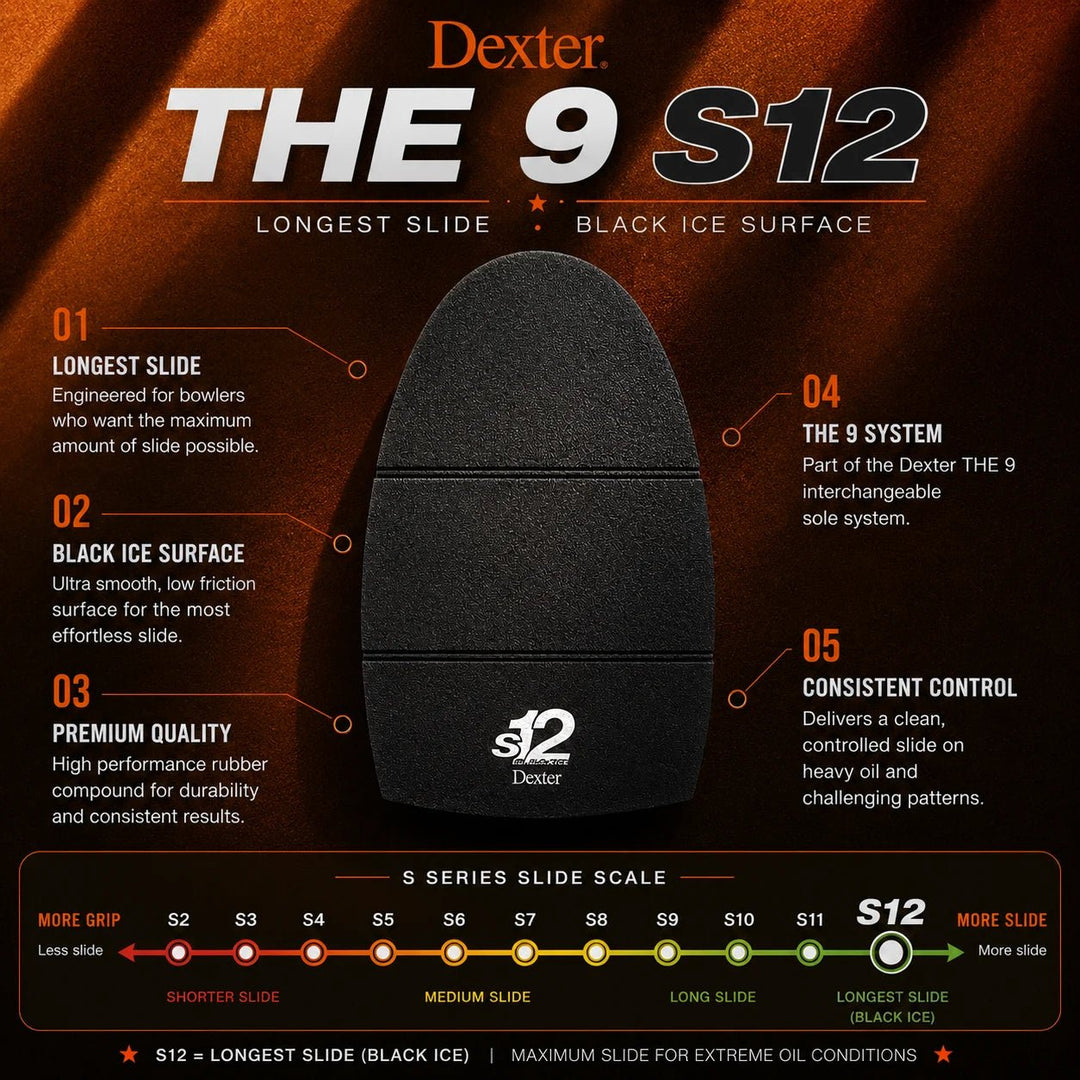 Semelle Dexter The 9 S12 Black Ice - Glisse Extrême pour Approches Collantes - Bowling Stars