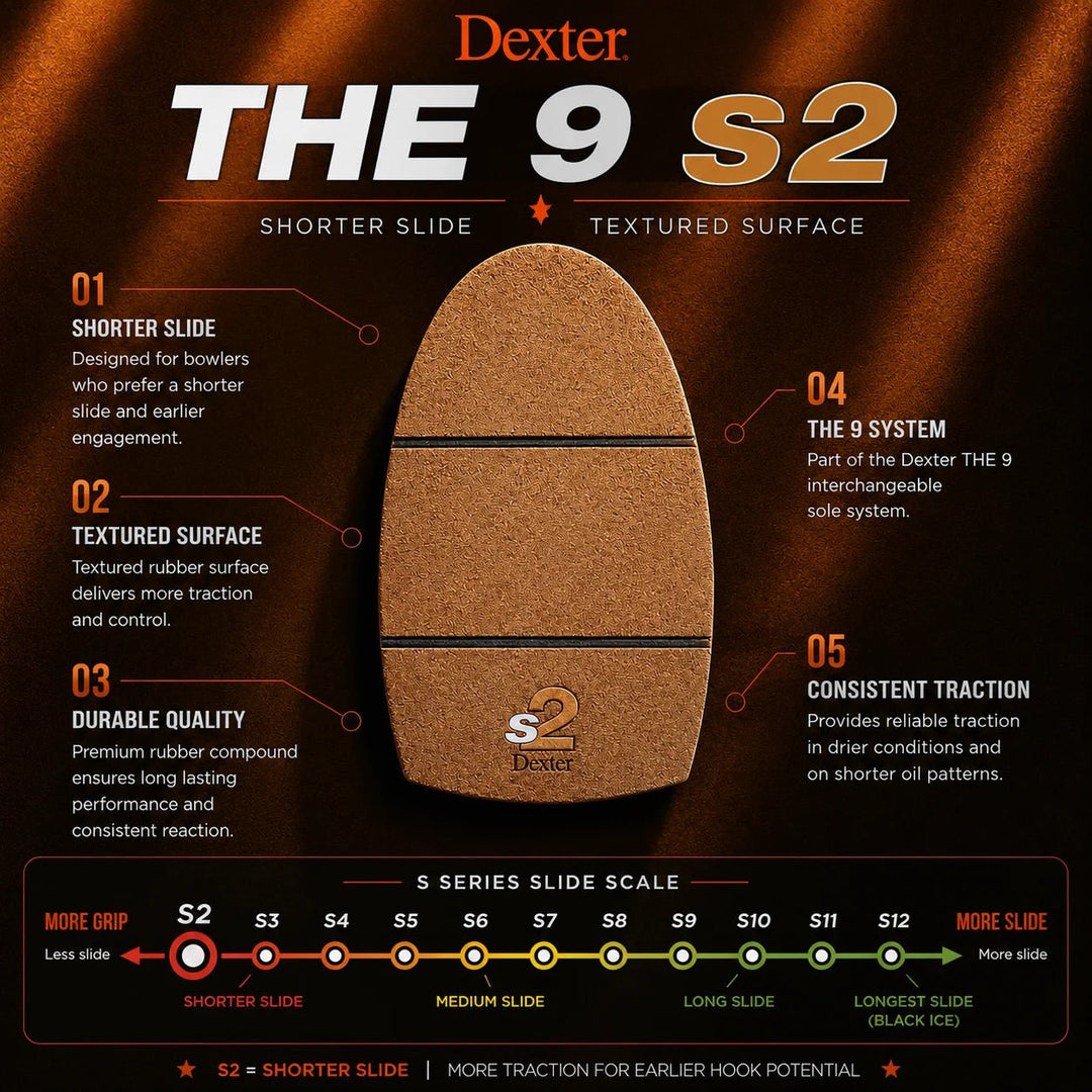 Semelle Dexter The 9 S2 - Glisse Très Courte, Technologie Avancée - Bowling Stars
