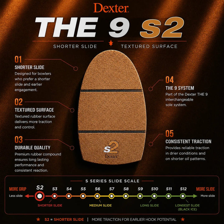 Semelle Dexter The 9 S2 - Glisse Très Courte, Technologie Avancée - Bowling Stars