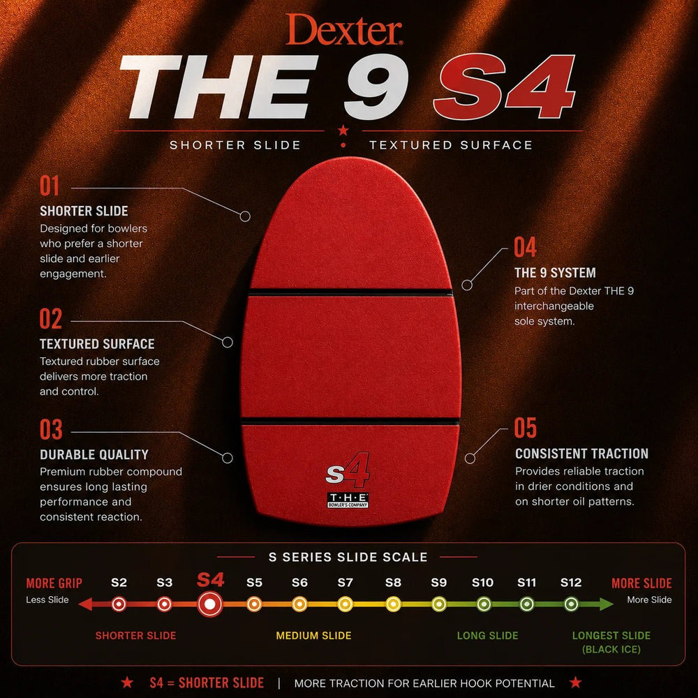 Semelle Dexter The 9 S4 - Glisse Courte, Technologie Avancée - Bowling Stars