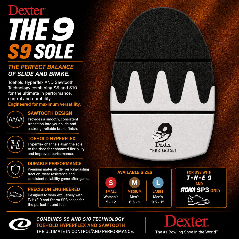 Semelle Dexter The 9 S9 - Technologie Toehold Hyperflex et Sawtooth - Bowling Stars