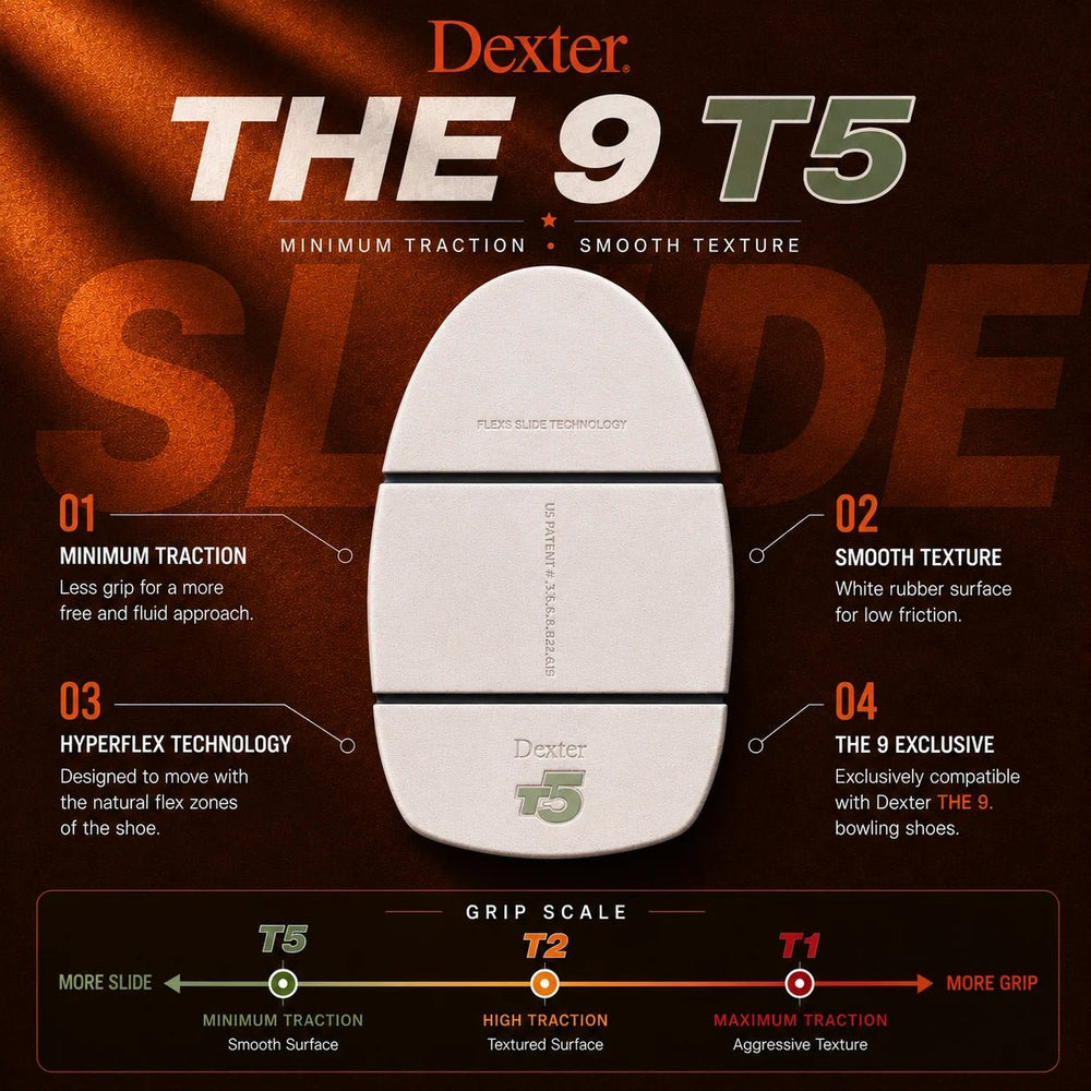 Semelle Dexter The 9 - Traction Minimale, Texture Lisse Blanche - Bowling Stars
