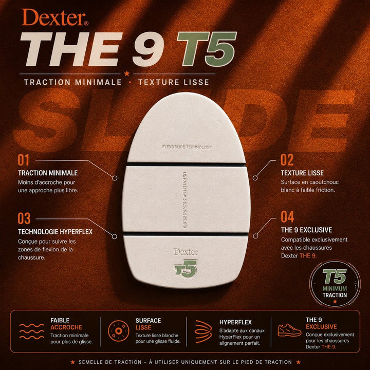 Semelle Dexter The 9 - Traction Minimale, Texture Lisse Blanche - Bowling Stars