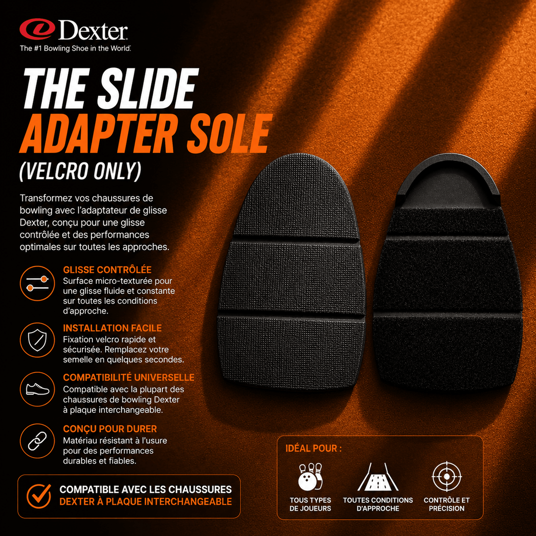 Semelle Dexter "The Slide Adapter" - Spéciale Velcro, Pour Droitiers - Bowling Stars